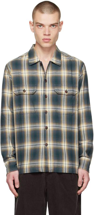 Universal Works Check-pattern Long-sleeve Shirt In Navy