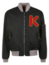 Kenzo Logo Patch Tech Twill Bomber Jacket In Black