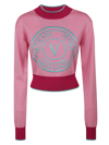 Versace Jeans Couture Round Logo Pullover In Pink