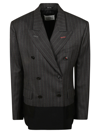 Maison Margiela Inside-out Pinstriped Blazer In Grey