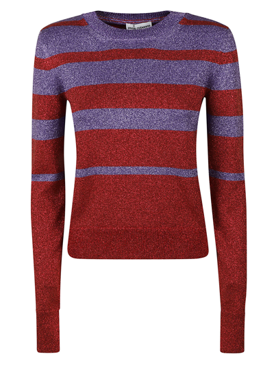 Rabanne Stripe Ribbed Sweater In Red
