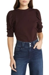 Frame Frankie Puff Sleeve Cotton Blouse In Burgundy