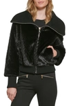 Karl Lagerfeld Faux-shearling Biker Jacket In Black