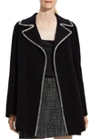Theory Stitched Open-front Coat In Black - 001