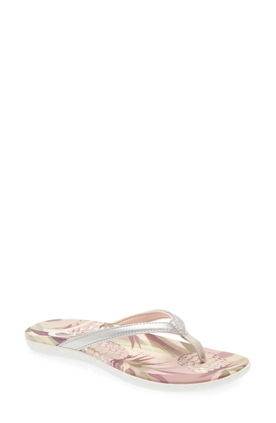 Olukai Women's Ho'opio Hau Beach Sandal In Silver/pineapple In Silver / Pineapple