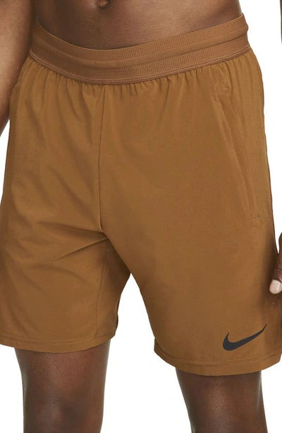 Nike Men's  Pro Dri-fit Flex Vent Max 8" Training Shorts In Ale Brown/ Black