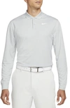 Nike Dri-fit Victory Long Sleeve Golf Polo In Light Smoke Grey/ White