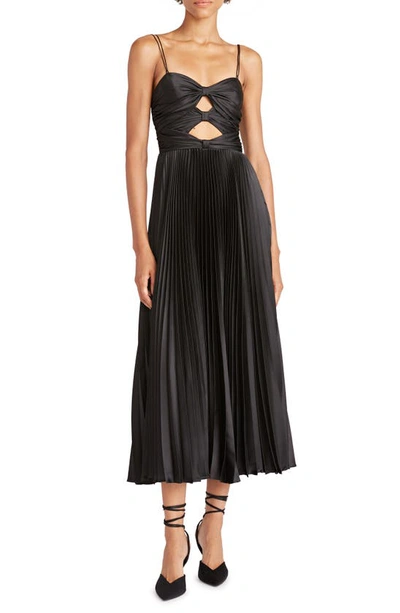 Amur Afra Cut-out Pleated Midi-dress In Black