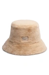 Rag & Bone Addison Reversible Faux Fur Bucket Hat In Cream