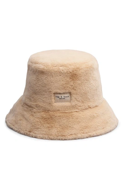 Rag & Bone Addison Reversible Faux Fur Bucket Hat In Cream