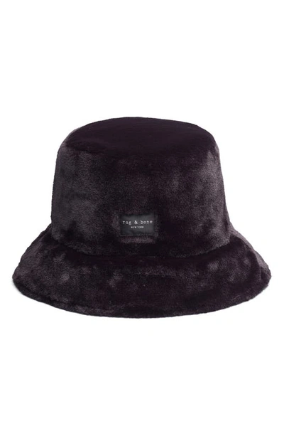 Rag & Bone Addison Reversible Faux Fur Bucket Hat In Black