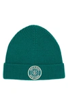 Rag & Bone Charlie Logo Patch Rib Wool Blend Beanie In Green