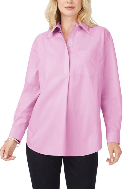 Foxcroft Lacey Non-iron Popover Tunic Top In Orchid Bouquet