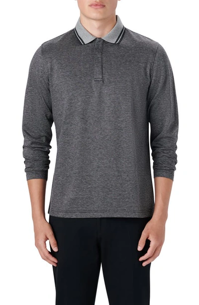Bugatchi Ooohcotton® Bird's Eye Long Sleeve Polo Shirt In Black