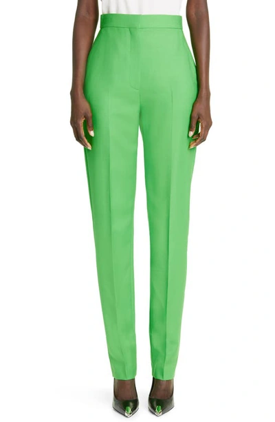 Alexander Mcqueen High-rise Straight-leg Cigarette Trousers In Acid Green