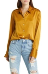 Frame The Standard Silk Button-front Shirt In Ochre