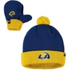 47 TODDLER '47 ROYAL/GOLD LOS ANGELES RAMS BAM BAM CUFFED KNIT HAT WITH POM AND MITTENS SET