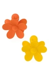 Ettika 2-pack Assorted Daisy Claw Hair Clips In Orange/ Yellow