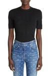 Givenchy 4g Jacquard Knit Short Sleeve Sweater In Black