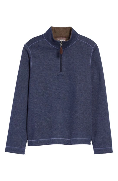 Johnston & Murphy Kids' Solid Reversible Quarter Zip Pullover In Navy/ Brown