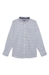 Johnston & Murphy Kids' Skull Print Button-down Shirt In Navy/ White Repeating Skull