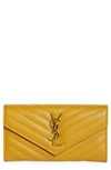 Saint Laurent Monogramme Logo Leather Flap Wallet In Chartreuse