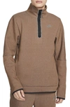 Nike Tech Fleece Quarter-zip Pullover In Cocao Wow/ Heather