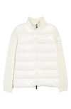 MONCLER QUILTED DOWN & WOOL SHORT CARDIGAN
