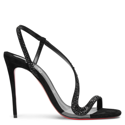 Christian Louboutin Rosalie Strass Red Sole Stiletto Sandals In B627 Black/jet/lin B