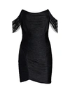 JONATHAN SIMKHAI CAMDEN DRAPED FRINGE MINI DRESS