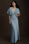 Bhldn Leila Satin Charmeuse Dress In Blue