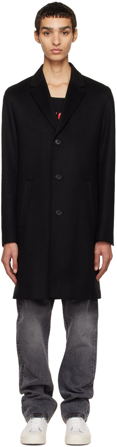 Hugo Black Malte Coat In 001 Black