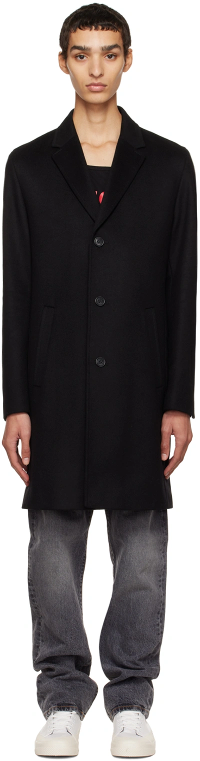 Hugo Boss Black Malte Coat In 001 Black