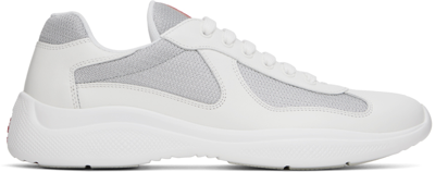 Prada Men's America's Cup Patent Leather Patchwork Sneakers In White