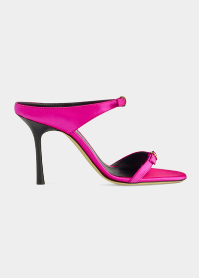 Victoria Beckham Jordy Double-buckle Satin Sandals In Pink