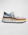 Chloé Nama Stitch Walking Sneakers In Multicolor Green