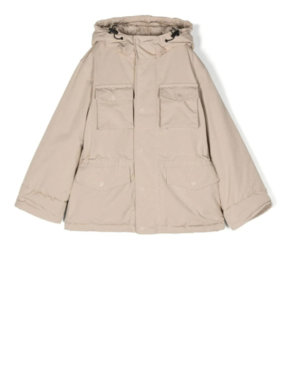 Aspesi Kids' Hooded Parka Coat In Beige