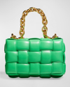 Bottega Veneta Chain Cassette Padded Intrecciato Crossbody Bag In Grass Gold