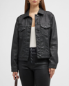 Rails The Mulholland Coated Trucker Jacket In Coated Noir