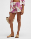 Tanya Taylor Marley Ruffled Shorts In Boysenberry Multi