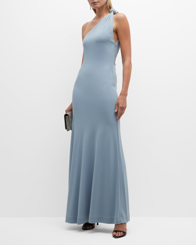 Bite Studios Point One-shoulder Knot Dress In Light Blue