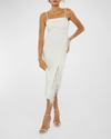 Likely Imani Feather Trim Midi Dress In White