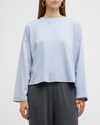 Eileen Fisher Crewneck Drop-shoulder Terry Top In Delphine