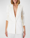 Alice And Olivia Denny Satin Boyfriend Blazer In Ecru