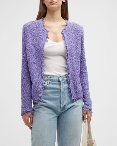 Iro Shavani Open-front Boucle Jacket In Purple