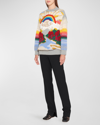 Stella Mccartney Festive Smile Embroidered Intarsia Wool-blend Sweater In 8490 Multicolor