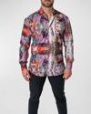 Maceoo Fibonacci Skull Scramble Regular Fit Cotton Button-up Shirt In Multi