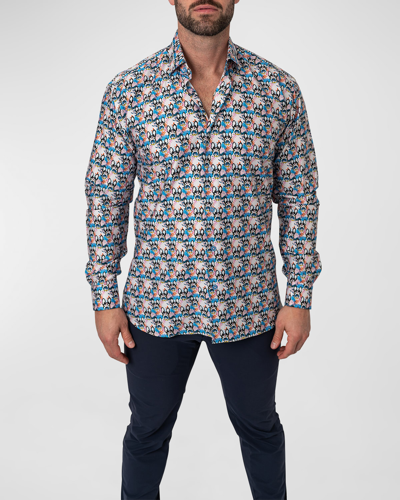 Maceoo Men's Fibonacci Button-down Shirt, Ears Multi