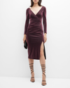 DRESS THE POPULATION LOIS RUCHED SHIMMER BODYCON DRESS