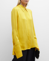 Bite Studios Twisted Cuff Silk Shirt In Yellow